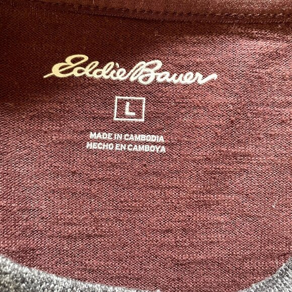 Eddie Bauer Pullover Sweat Shirt Brown Mens Crew Neck Size Large u Raglan Sleeve - Picture 6 of 8